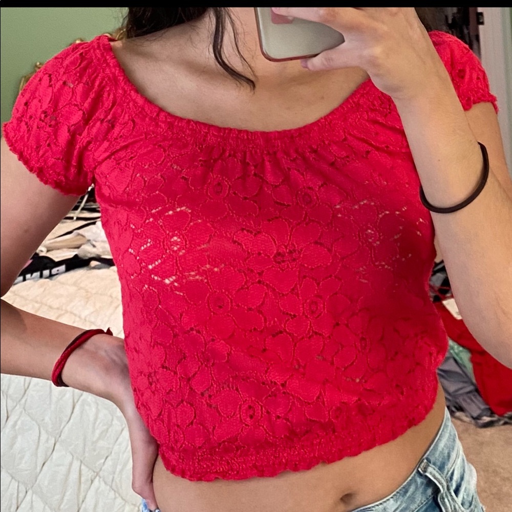 Red lace top